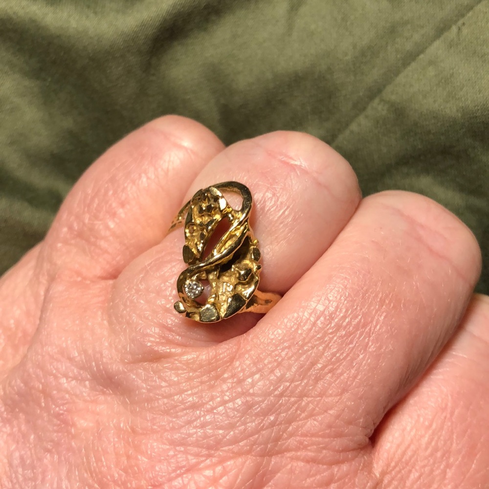 14k gold nugget diamond ring